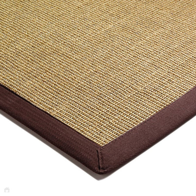 Sisal Modern Plain Cotton Border Natural-Fibre Ribbed Textured Flatweave Natural/Chocolate Rug-Asiatic Carpets-Rug Love - The Most Loved Rug Store