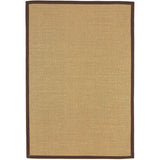 Sisal Modern Plain Cotton Border Natural-Fibre Ribbed Textured Flatweave Natural/Chocolate Rug