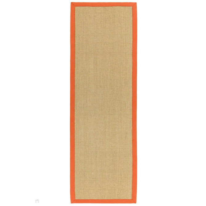 Sisal Modern Plain Cotton Border Natural-Fibre Ribbed Textured Flatweave Natural/Orange Rug-Asiatic Carpets-Rug Love - The Most Loved Rug Store