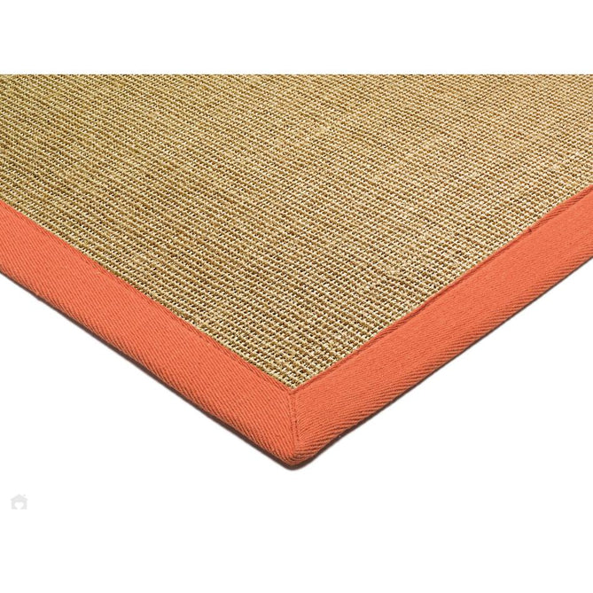Sisal Modern Plain Cotton Border Natural-Fibre Ribbed Textured Flatweave Natural/Orange Rug-Asiatic Carpets-Rug Love - The Most Loved Rug Store