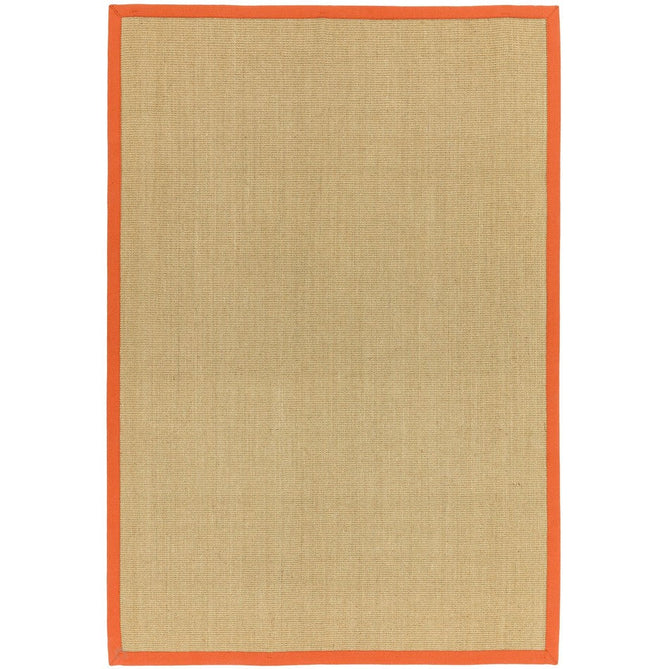 Sisal Modern Plain Cotton Border Natural-Fibre Ribbed Textured Flatweave Natural/Orange Rug-Asiatic Carpets-Rug Love - The Most Loved Rug Store