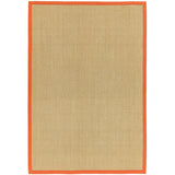 Sisal Modern Plain Cotton Border Natural-Fibre Ribbed Textured Flatweave Natural/Orange Rug