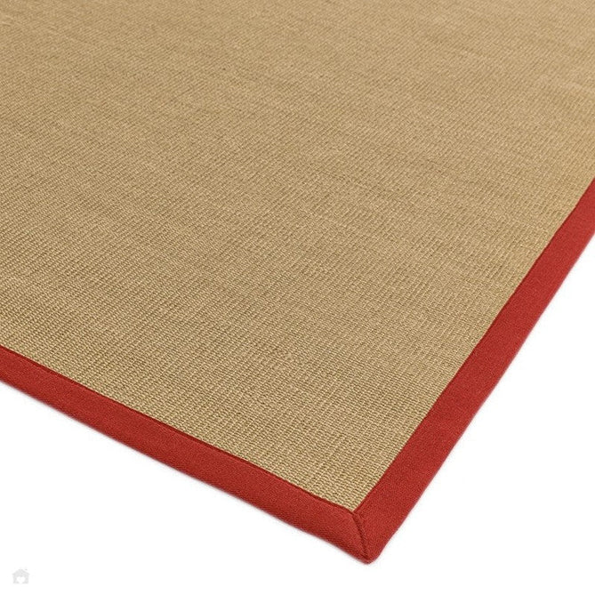 Sisal Modern Plain Cotton Border Natural-Fibre Ribbed Textured Flatweave Natural/Red Rug-Asiatic Carpets-Rug Love - The Most Loved Rug Store