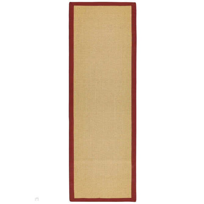 Sisal Modern Plain Cotton Border Natural-Fibre Ribbed Textured Flatweave Natural/Red Rug-Asiatic Carpets-Rug Love - The Most Loved Rug Store
