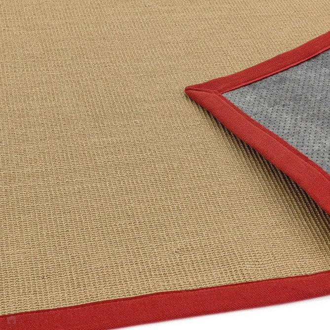 Sisal Modern Plain Cotton Border Natural-Fibre Ribbed Textured Flatweave Natural/Red Rug-Asiatic Carpets-Rug Love - The Most Loved Rug Store