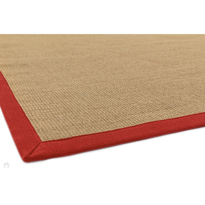 Sisal Modern Plain Cotton Border Natural-Fibre Ribbed Textured Flatweave Natural/Red Rug-Asiatic Carpets-Rug Love - The Most Loved Rug Store