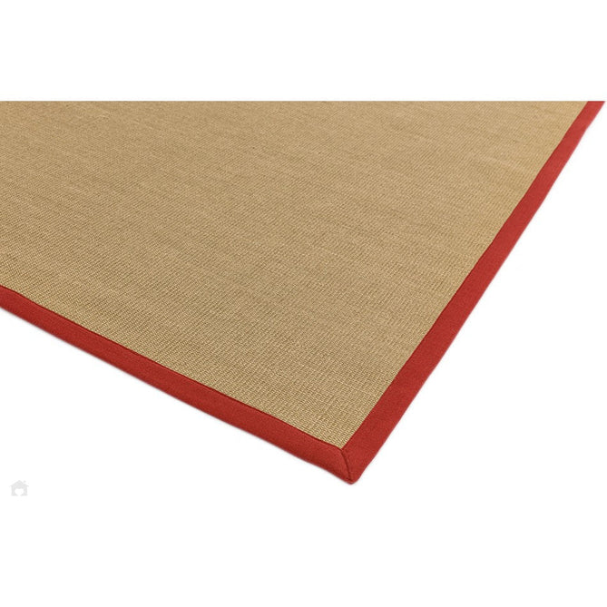 Sisal Modern Plain Cotton Border Natural-Fibre Ribbed Textured Flatweave Natural/Red Rug-Asiatic Carpets-Rug Love - The Most Loved Rug Store