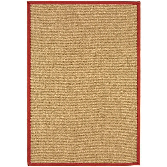 Sisal Modern Plain Cotton Border Natural-Fibre Ribbed Textured Flatweave Natural/Red Rug-Asiatic Carpets-Rug Love - The Most Loved Rug Store