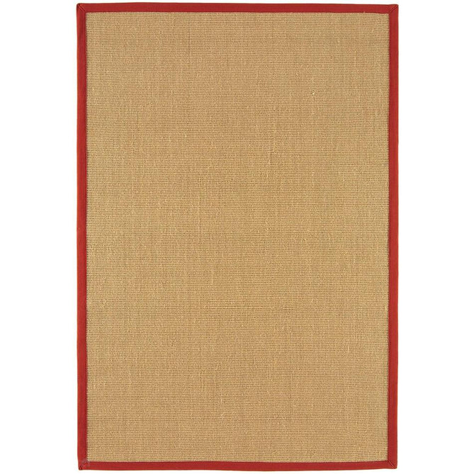 Sisal Modern Plain Cotton Border Natural-Fibre Ribbed Textured Flatweave Natural/Red Runner-Asiatic Carpets-Rug Love - The Most Loved Rug Store