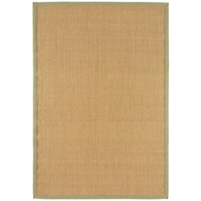Sisal Modern Plain Cotton Border Natural-Fibre Ribbed Textured Flatweave Natural/Sage Green Rug-Asiatic Carpets-Rug Love - The Most Loved Rug Store