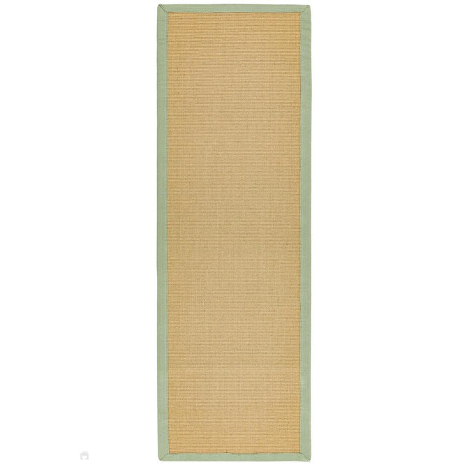 Sisal Modern Plain Cotton Border Natural-Fibre Ribbed Textured Flatweave Natural/Sage Green Rug-Asiatic Carpets-Rug Love - The Most Loved Rug Store