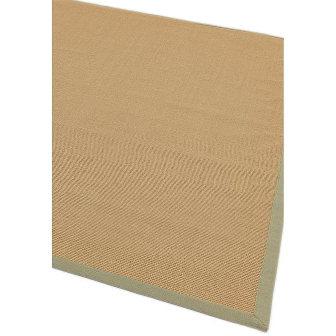 Sisal Modern Plain Cotton Border Natural-Fibre Ribbed Textured Flatweave Natural/Sage Green Rug-Asiatic Carpets-Rug Love - The Most Loved Rug Store