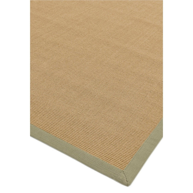 Sisal Modern Plain Cotton Border Natural-Fibre Ribbed Textured Flatweave Natural/Sage Green Rug-Asiatic Carpets-Rug Love - The Most Loved Rug Store