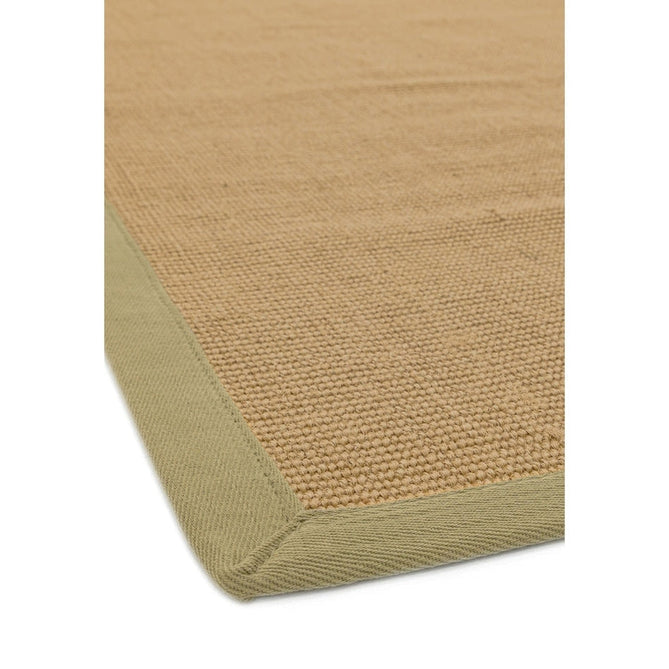 Sisal Modern Plain Cotton Border Natural-Fibre Ribbed Textured Flatweave Natural/Sage Green Rug-Asiatic Carpets-Rug Love - The Most Loved Rug Store