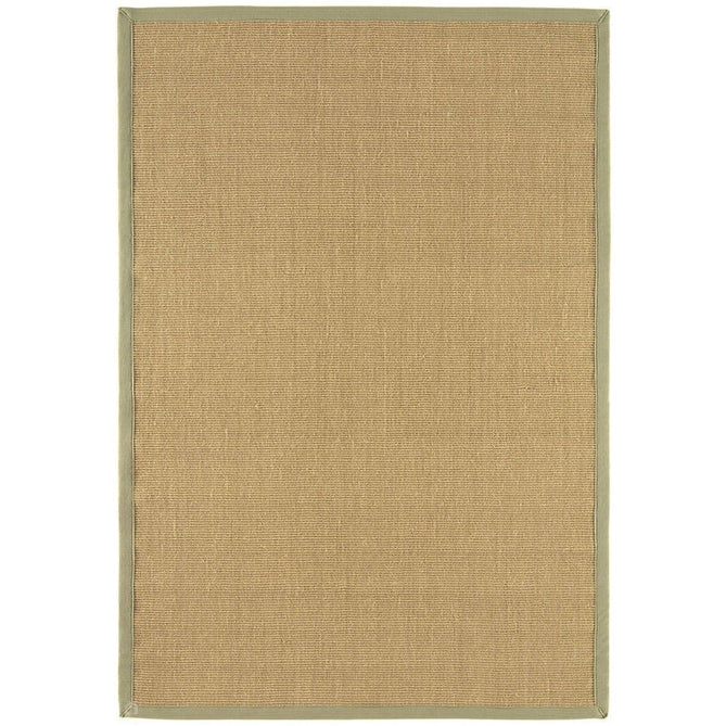 Sisal Modern Plain Cotton Border Natural-Fibre Ribbed Textured Flatweave Natural/Sage Green Rug-Asiatic Carpets-Rug Love - The Most Loved Rug Store