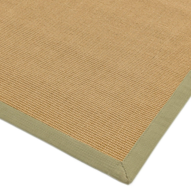 Sisal Modern Plain Cotton Border Natural-Fibre Ribbed Textured Flatweave Natural/Sage Green Runner-Asiatic Carpets-Rug Love - The Most Loved Rug Store