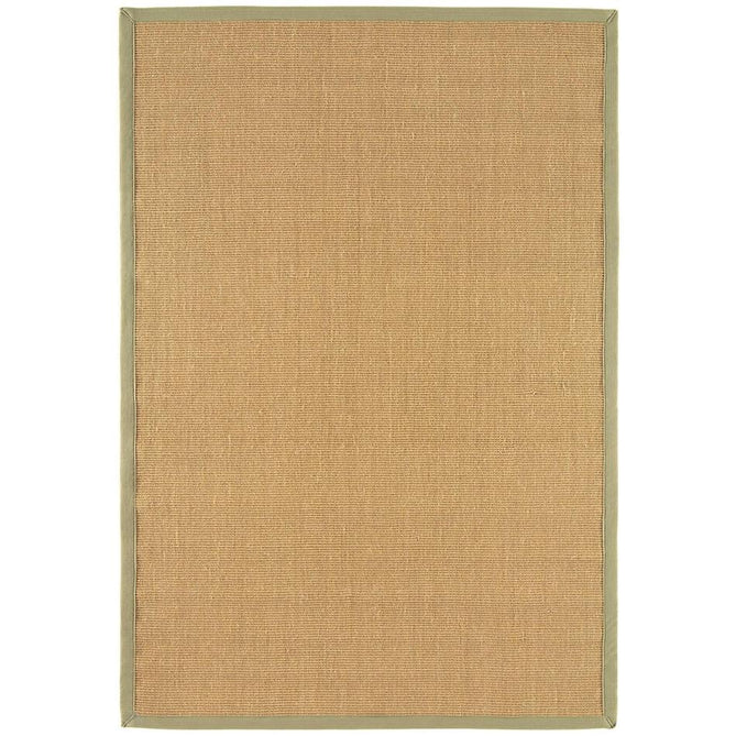 Sisal Modern Plain Cotton Border Natural-Fibre Ribbed Textured Flatweave Natural/Sage Green Runner-Asiatic Carpets-Rug Love - The Most Loved Rug Store