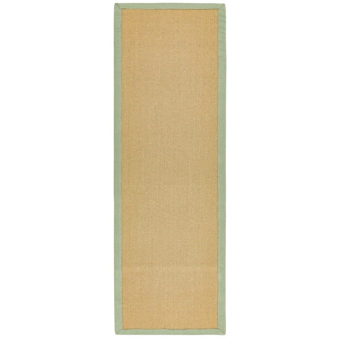 Sisal Modern Plain Cotton Border Natural-Fibre Ribbed Textured Flatweave Natural/Sage Green Runner-Asiatic Carpets-Rug Love - The Most Loved Rug Store
