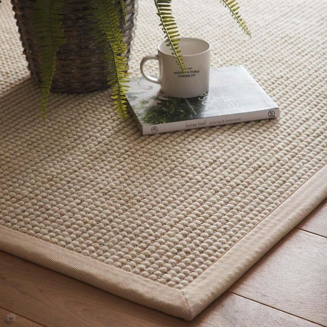 Sisal & Wool Boucle Border Plain Hand-Woven Textured Natural Fibre Chunky Flatweave Beige with Beige Border Rug-Origins-Rug Love - The Most Loved Rug Store
