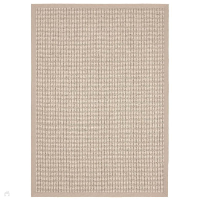 Sisal & Wool Boucle Border Plain Hand-Woven Textured Natural Fibre Chunky Flatweave Beige with Beige Border Rug-Origins-Rug Love - The Most Loved Rug Store