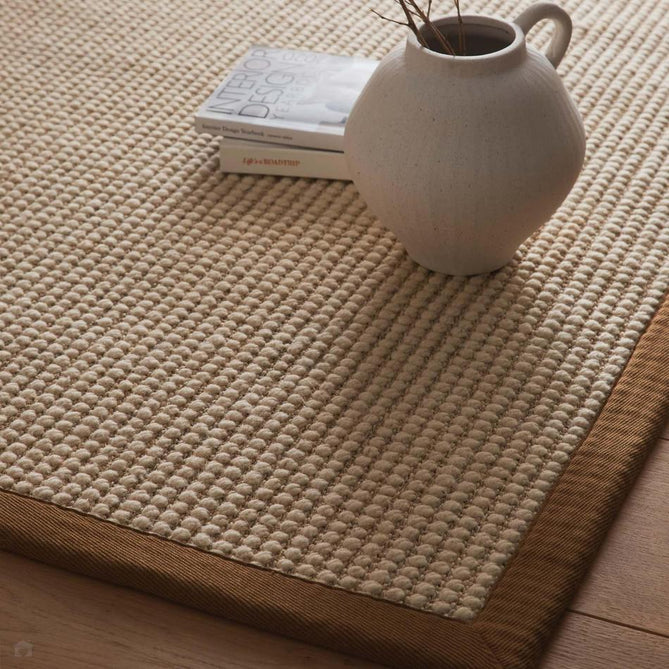 Sisal & Wool Boucle Border Plain Hand-Woven Textured Natural Fibre Chunky Flatweave Beige with Mocha Border Rug-Origins-Rug Love - The Most Loved Rug Store