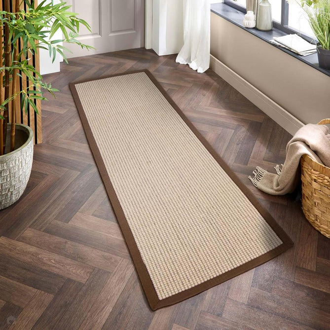 Sisal & Wool Boucle Border Plain Hand-Woven Textured Natural Fibre Chunky Flatweave Beige with Mocha Border Rug-Origins-Rug Love - The Most Loved Rug Store