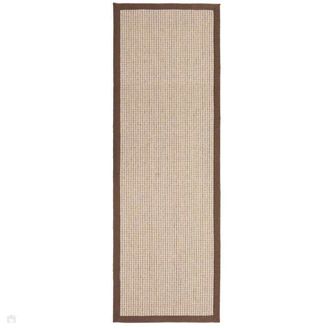 Sisal & Wool Boucle Border Plain Hand-Woven Textured Natural Fibre Chunky Flatweave Beige with Mocha Border Rug-Origins-Rug Love - The Most Loved Rug Store