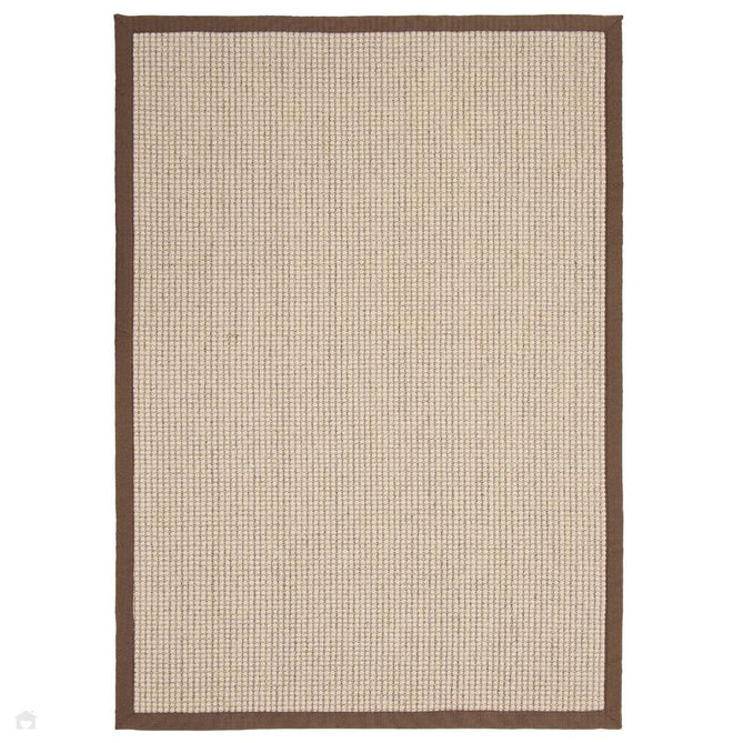 Sisal & Wool Boucle Border Plain Hand-Woven Textured Natural Fibre Chunky Flatweave Beige with Mocha Border Rug-Origins-Rug Love - The Most Loved Rug Store