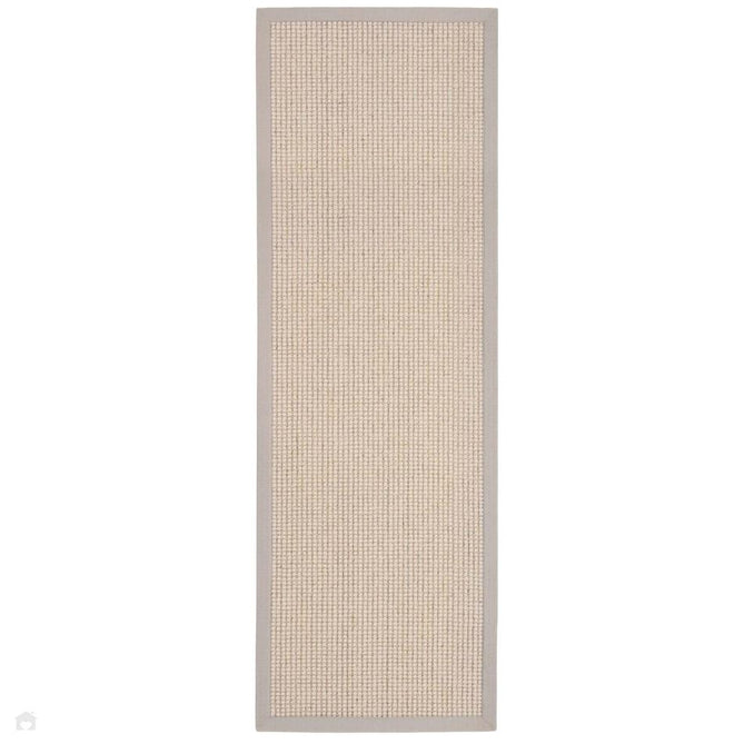Sisal & Wool Boucle Border Plain Hand-Woven Textured Natural Fibre Chunky Flatweave Beige with Soft Grey Border Rug-Origins-Rug Love - The Most Loved Rug Store