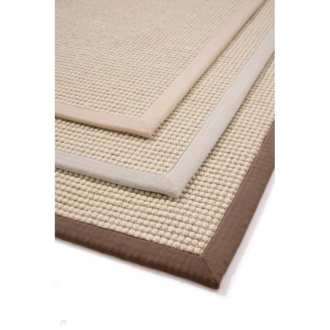 Sisal & Wool Boucle Border Plain Hand-Woven Textured Natural Fibre Chunky Flatweave Beige with Soft Grey Border Rug-Origins-Rug Love - The Most Loved Rug Store