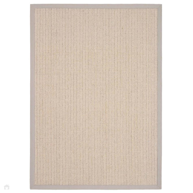 Sisal & Wool Boucle Border Plain Hand-Woven Textured Natural Fibre Chunky Flatweave Beige with Soft Grey Border Rug-Origins-Rug Love - The Most Loved Rug Store