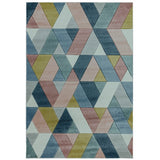 Sketch SK02 Rhombus Modern Geometric Soft Hand-Carved Low Flat-Pile Blue/Pink/Yellow/Cream/Multicolour Rug