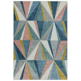 Sketch SK04 Diamond Modern Geometric Soft Hand-Carved Low Flat-Pile Blue/Pink/Grey/Cream/Multicolour Rug