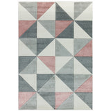 Sketch SK05 Cubic Modern Geometric Soft Hand-Carved Low Flat-Pile Grey/Pink/Cream/Multicolour Rug