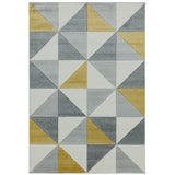 Sketch SK06 Cubic Modern Geometric Soft Hand-Carved Low Flat-Pile Ochre Yellow/Grey/Cream/Multicolour Rug