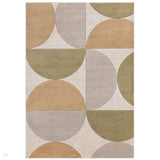 Sketch SK15 Curve Modern Geometric Soft Hand-Carved Low Flat-Pile Ochre/Multicolour Rug