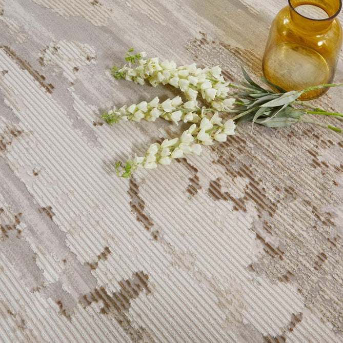 Skyline SK101 Modern Abstract Distressed Hi-Low Ribbed Textured Low Profile Short-Pile Polyester Ivory/Beige Rug-Concept Looms-Rug Love - The Most Loved Rug Store