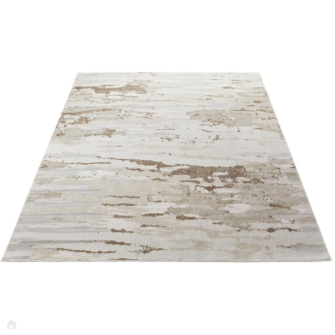 Skyline SK101 Modern Abstract Marbled Distressed Hi-Low Ribbed Textured Low Profile Short-Pile Polyester Ivory/Beige Rug-Concept Looms-Rug Love - The Most Loved Rug Store