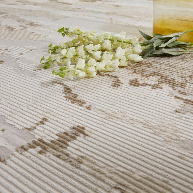 Skyline SK101 Modern Abstract Marbled Distressed Hi-Low Ribbed Textured Low Profile Short-Pile Polyester Ivory/Beige Rug-Concept Looms-Rug Love - The Most Loved Rug Store