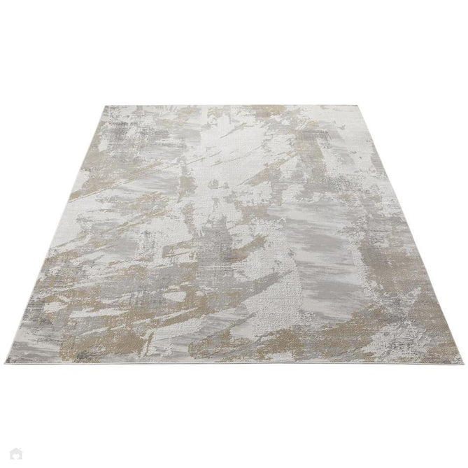 Skyline SK102 Modern Abstract Distressed Hi-Low Textured Low Profile Short-Pile Polyester Ivory/Grey Rug-Concept Looms-Rug Love - The Most Loved Rug Store