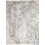 Skyline SK102 Modern Abstract Distressed Hi-Low Textured Low Profile Short-Pile Polyester Ivory/Grey Rug