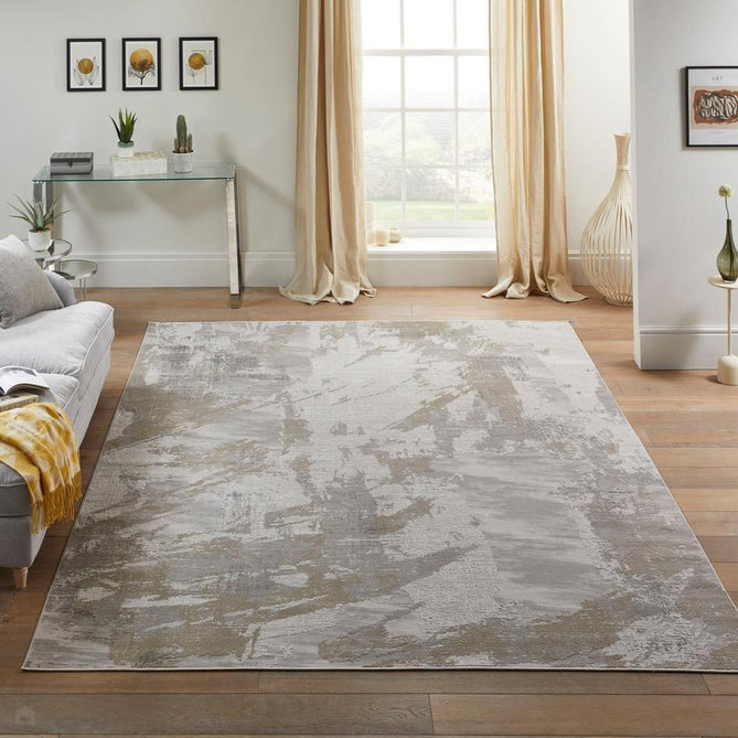 Skyline SK102 Modern Abstract Marbled Distressed Hi-Low Textured Low Profile Short-Pile Polyester Ivory/Grey Rug-Concept Looms-Rug Love - The Most Loved Rug Store