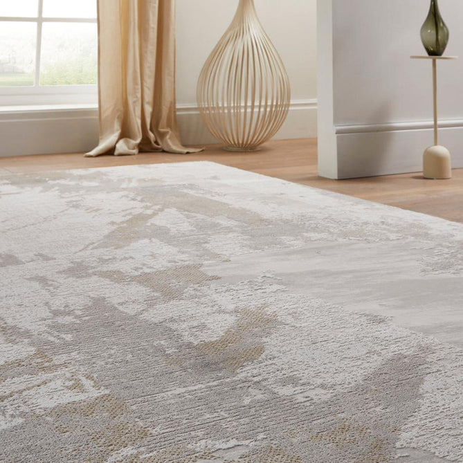 Skyline SK102 Modern Abstract Marbled Distressed Hi-Low Textured Low Profile Short-Pile Polyester Ivory/Grey Rug-Concept Looms-Rug Love - The Most Loved Rug Store