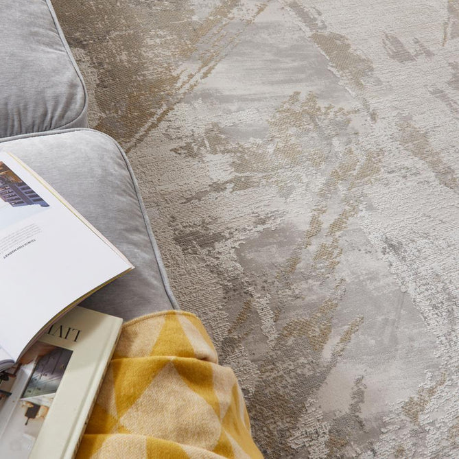 Skyline SK102 Modern Abstract Marbled Distressed Hi-Low Textured Low Profile Short-Pile Polyester Ivory/Grey Rug-Concept Looms-Rug Love - The Most Loved Rug Store