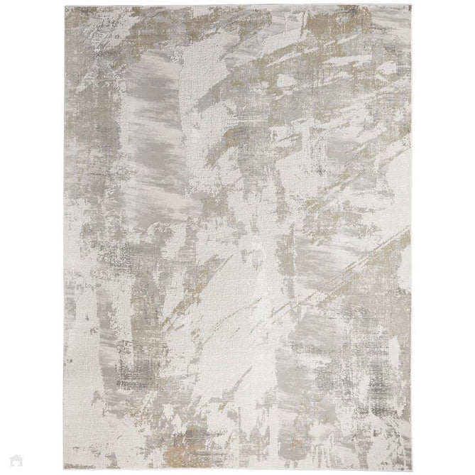 Skyline SK102 Modern Abstract Marbled Distressed Hi-Low Textured Low Profile Short-Pile Polyester Ivory/Grey Rug-Concept Looms-Rug Love - The Most Loved Rug Store