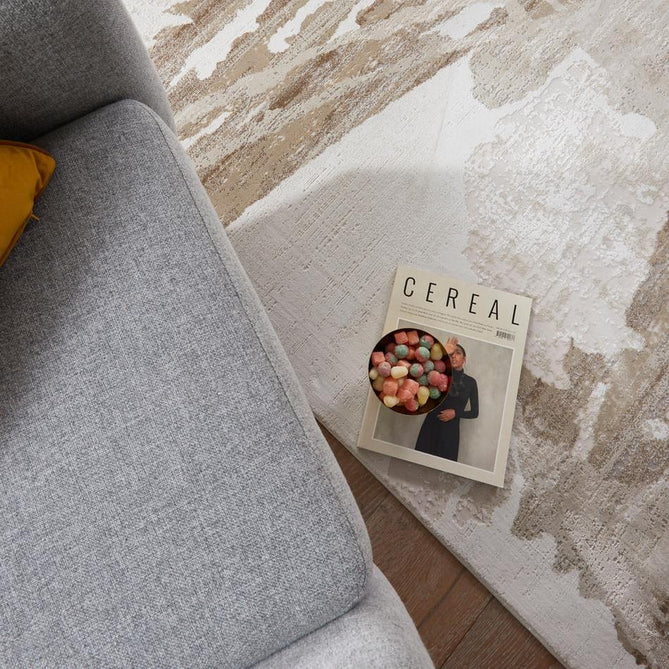 Skyline SK104 Modern Abstract Distressed Hi-Low Textured Low Profile Short-Pile Polyester Ivory/Beige Rug-Concept Looms-Rug Love - The Most Loved Rug Store