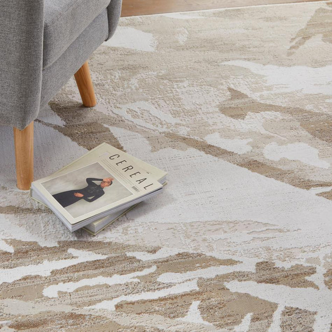 Skyline SK104 Modern Abstract Marbled Distressed Hi-Low Textured Low Profile Short-Pile Polyester Ivory/Beige Rug-Concept Looms-Rug Love - The Most Loved Rug Store