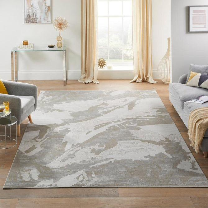 Skyline SK104 Modern Abstract Marbled Distressed Hi-Low Textured Low Profile Short-Pile Polyester Ivory/Grey Rug-Concept Looms-Rug Love - The Most Loved Rug Store