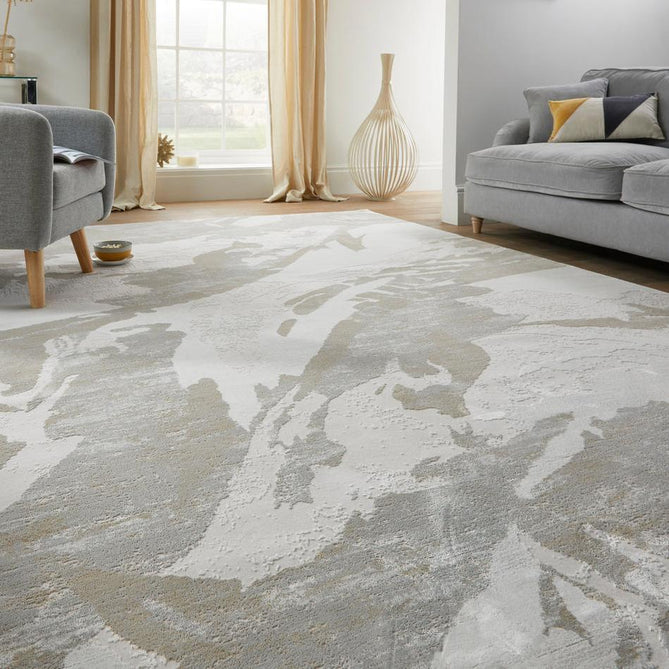 Skyline SK104 Modern Abstract Marbled Distressed Hi-Low Textured Low Profile Short-Pile Polyester Ivory/Grey Rug-Concept Looms-Rug Love - The Most Loved Rug Store