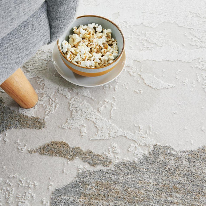 Skyline SK104 Modern Abstract Marbled Distressed Hi-Low Textured Low Profile Short-Pile Polyester Ivory/Grey Rug-Concept Looms-Rug Love - The Most Loved Rug Store